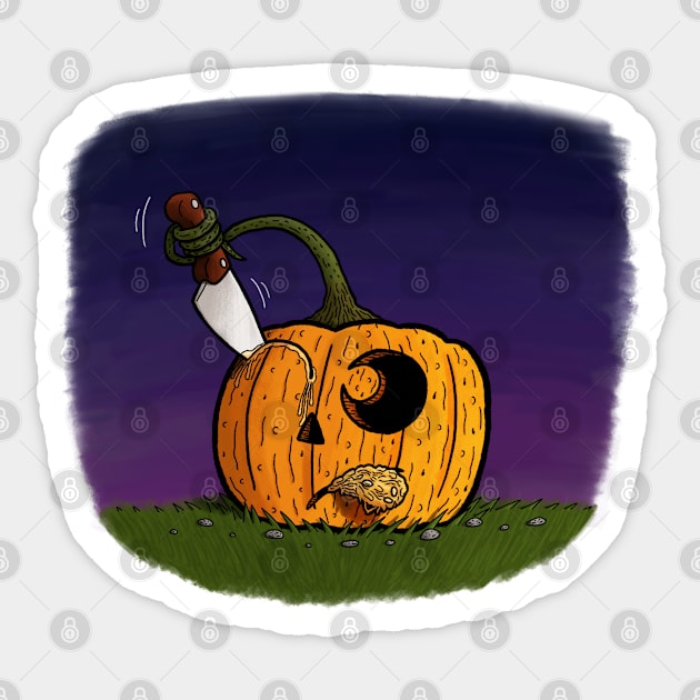 A Pumpkin Carving Itself Sticker by Cody Litman